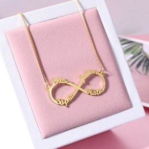 Custom 18K Gold Plated Infinity Necklace 4 Names