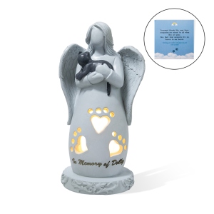 Cat's Angel Candle Holder Statue Led Candle, Dog Memorial Gifts, Pet Loss Gifts, Dog Lovers Gifts for Women, Sympathy Bereavement Gift for Loss of Pet