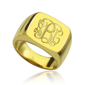 18K Gold Plated Fashion Monogram Initial Ring