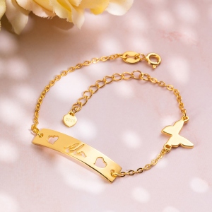 Personalized Name Bar Bracelet with Butterfly in Silver (Upload Picture)