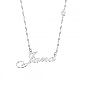 Personalized Name Necklace with Birthstone In Sterling Silver