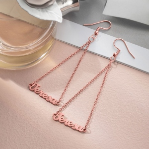 Personalized Triangle Name Dangle Earrings