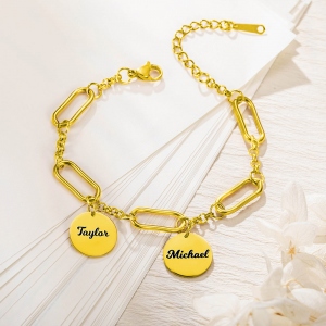 Personalized Family Charms Bracelet with Name Disc