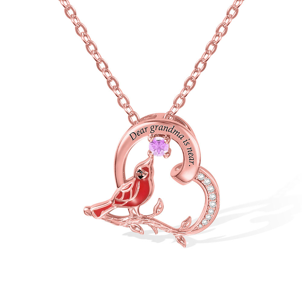 Personalized Cardinal Heart Pendant Necklace