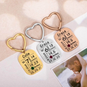 Personalized Newborn Baby Birthstone Keychain Stainless Steel