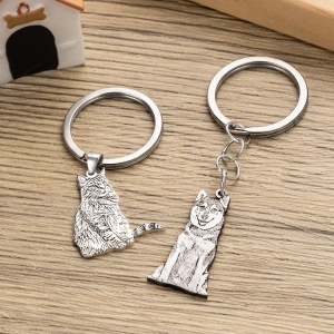 Silver Keychain with Engraved Pet Photo