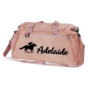 Custom Name Horse Riding Duffle Bag, Waterproof Travel Weekender Bag with Strap, Dressage Design Overnight Bag, Gift for Horse Lovers/Equestrians