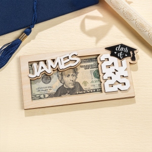 Personalized Graduation Gift Money Holder Class of 2025, Custom Monogram Wooden Graduation Cap Cash Holder, Gift for Graduate/College/Classmate