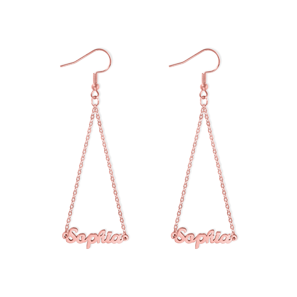 Personalized Triangle Name Dangle Earrings