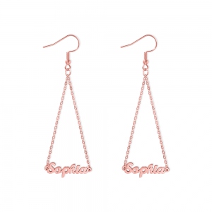 Personalized Triangle Name Dangle Earrings