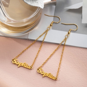 Personalized Triangle Name Dangle Earrings
