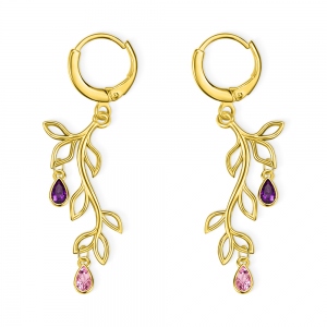 Custom Family Tree Branch Birthstone Earrings