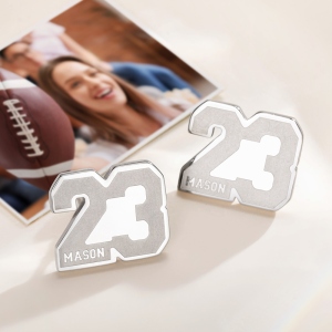 Custom Number Sport Stud Earrings, Men Jewelry, Name Stud Earrings, Sports Jewelry, Football Earrings, Gift for Players/Fans/Coaches