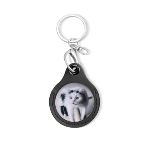 Custom Pet Photo Leather Keychain with Message, Personalized Picture Text Keychain, Memorial/Pet Sympathy Present, Gift for Pet Lover/Owner