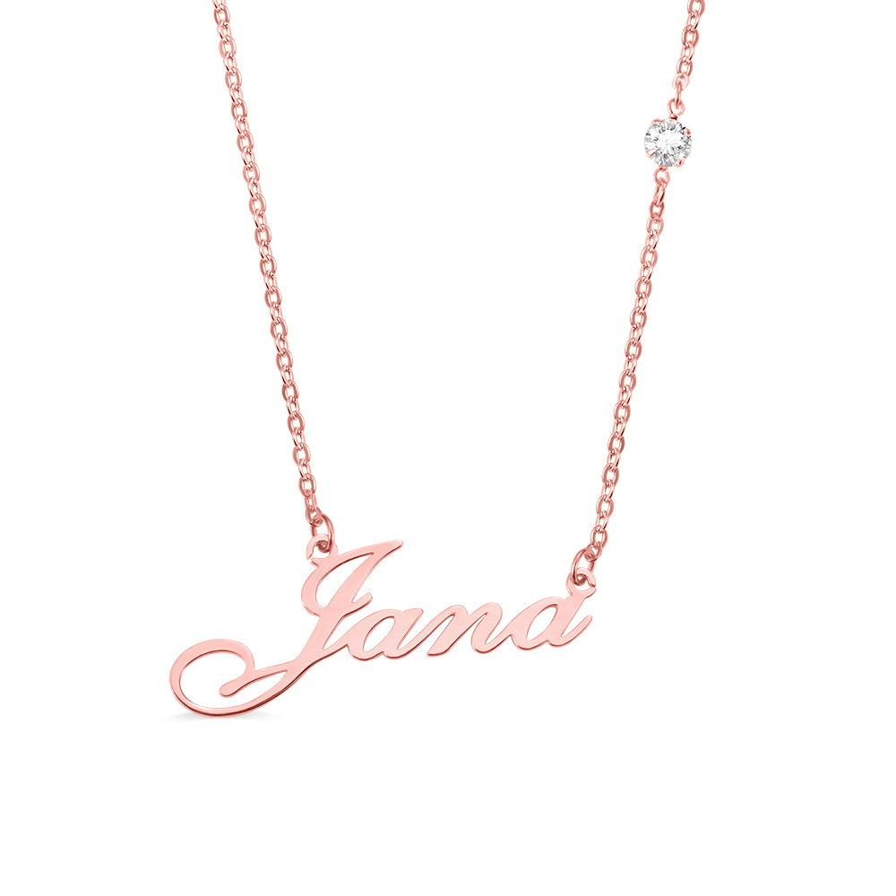 Personalized Name Necklace with Birthstone In Sterling Silver
