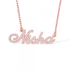 Rose Gold Full Birthstone Carrie Name Necklace