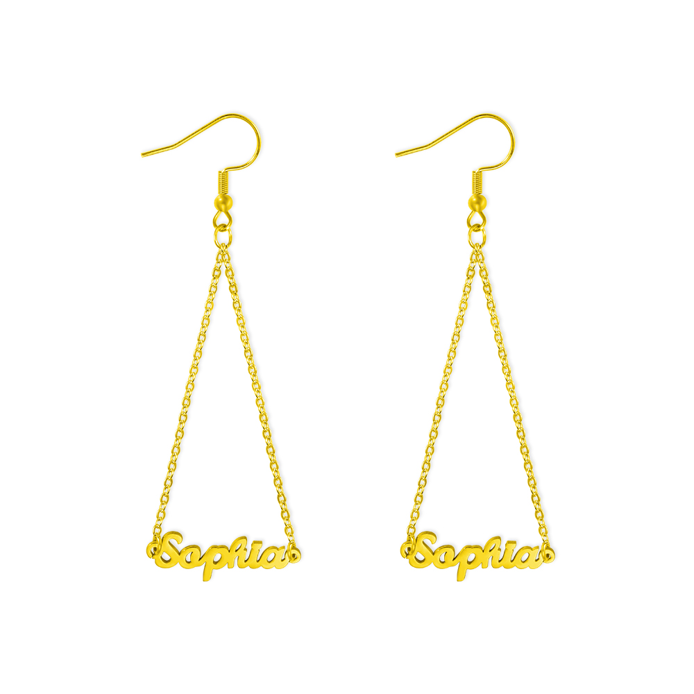 Personalized Triangle Name Dangle Earrings