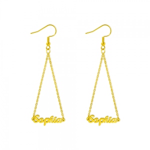 Personalized Triangle Name Dangle Earrings
