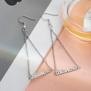 Personalized Triangle Name Dangle Earrings