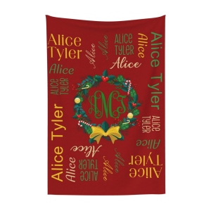 Personalized Name Blankets, Flowers Wreath Blankets, Christmas, Monogram, Soft and Plush Flannel Blanket Gift