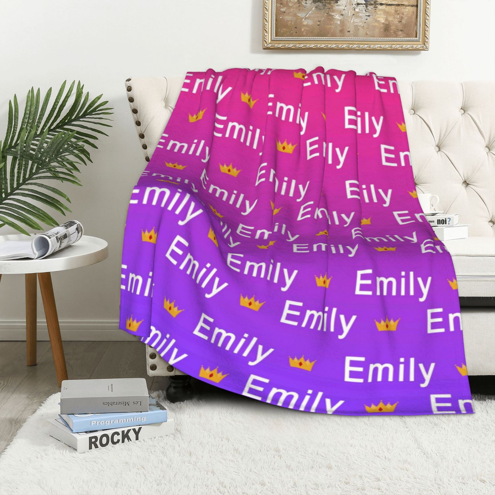 Personalized Name Blankets, Gradient Color Blanket,Christmas Blankets,Soft and Plush Flannel Blanket Gift