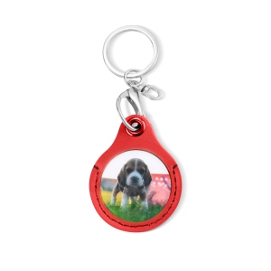 Custom Pet Photo Leather Keychain with Message, Personalized Picture Text Keychain, Memorial/Pet Sympathy Present, Gift for Pet Lover/Owner