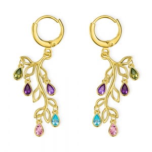 Custom Family Tree Branch Birthstone Earrings