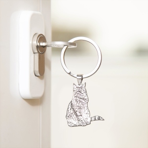Silver Keychain with Engraved Pet Photo
