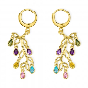 Custom Family Tree Branch Birthstone Earrings