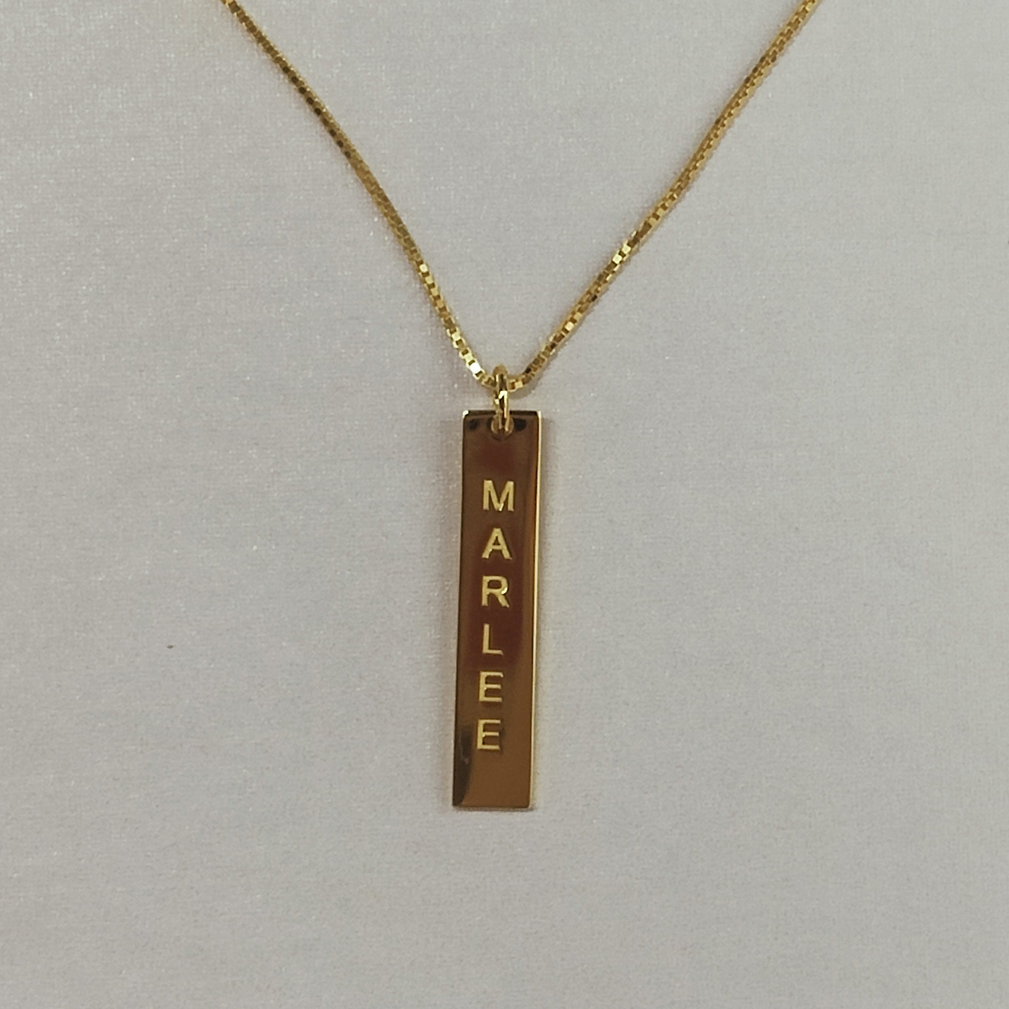 Personalized Vertical Tag Name Bar Necklace