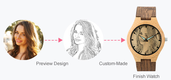 Men/Women Customized Photo Bamboo Wood Watch