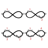 Custom 18K Gold Plated Infinity Necklace 4 Names