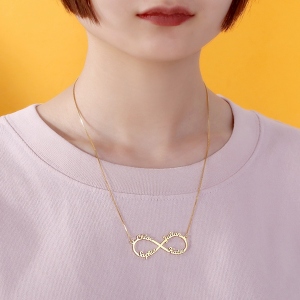 Custom 18K Gold Plated Infinity Necklace 4 Names