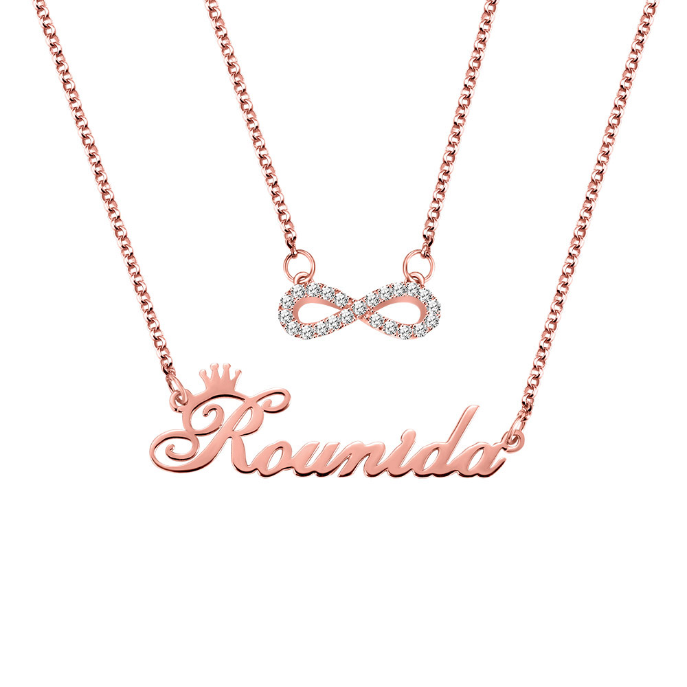 Custom Name Infinity Double-Layered Necklace Sterling silver