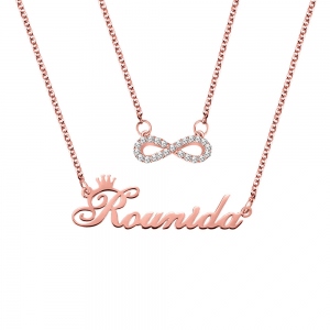 Custom Name Infinity Double-Layered Necklace Sterling silver