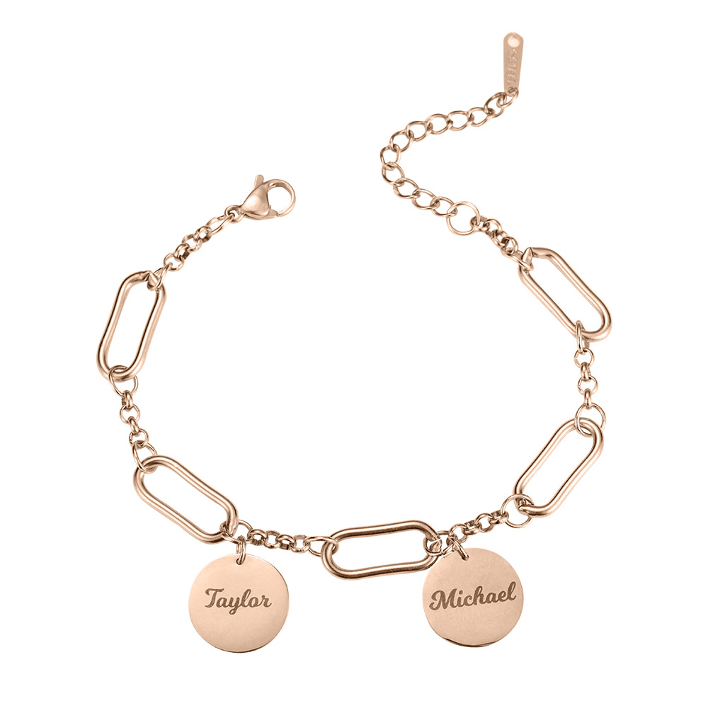 Personalized Family Charms Bracelet with Name Disc