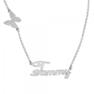 Personalize Name Necklace Butterfly Stainless Steel