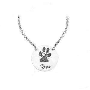Personalized Custom Dog Paw Tag Necklace Sterling Silver