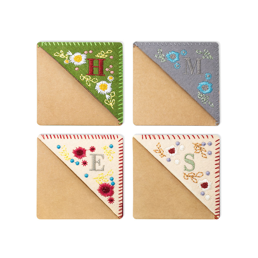 Personalized Initial Bookmark with Flowers, Fabric Bookmarks, Embroidered Bookmark, Custom