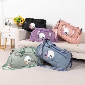 Custom Name & Birth Flower Volleyball Duffle Bag with Numbers, Waterproof Weekend Travel Bag, Christmas/Birthday Gift for Volleyball Player/Coach