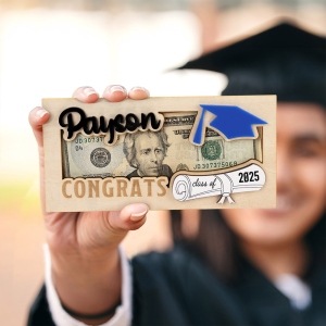 Custom Name Graduation Money Gift Holder Class of 2025, Personalized Colorful Graduation Cap Cash Holder, Graduation Gift for Graduate/College/Class