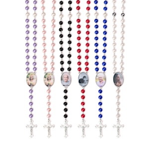 Personalized Photo Rosary Beads Necklace, Rosary with Picture, Christening Religious Necklace, Memorial Remembrance Bereavement, Loss Gift for Women