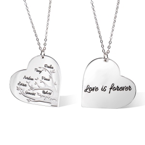 Personalized 1-12 Names Heart Family Tree Necklace
