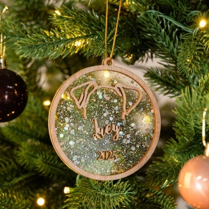 Personalized Dog Ear Memorial Ornament, Custom Wooden Ornament, Christmas Tree Decor, Dog Accessories, Dog Memorial Gift, Gift for Pet Lover/Dog Mom