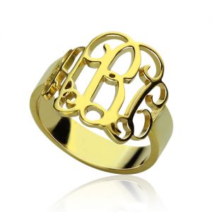 Personalized Gold Monogram Initials Ring 18k Plated