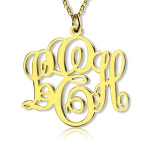 Perfect Fancy Monogram Necklace Gift 18k Gold Plated