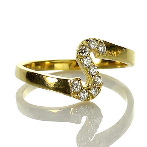 Custom Birthstone Initial Ring 18k Gold Plated