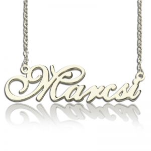 Personalized Anniversary Nameplate Necklace Sterling Silver