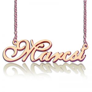 Custom Nameplate Necklace 18K Rose Gold Plated