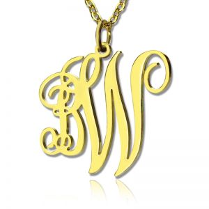 Personailzed 2 Initial Monogram Necklace 18K Gold Plated